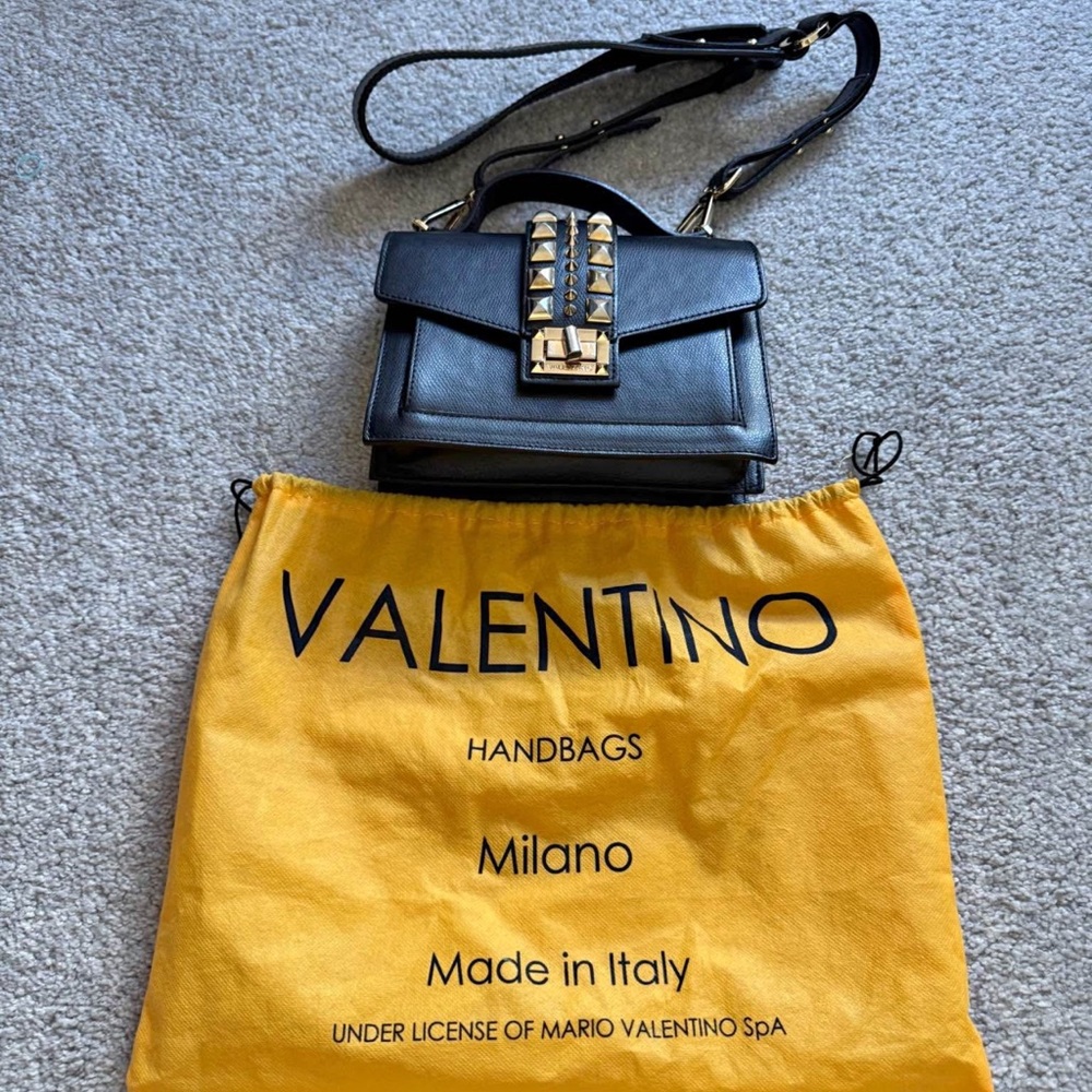 Valentino Black Crossbody Bag with Gold Studs